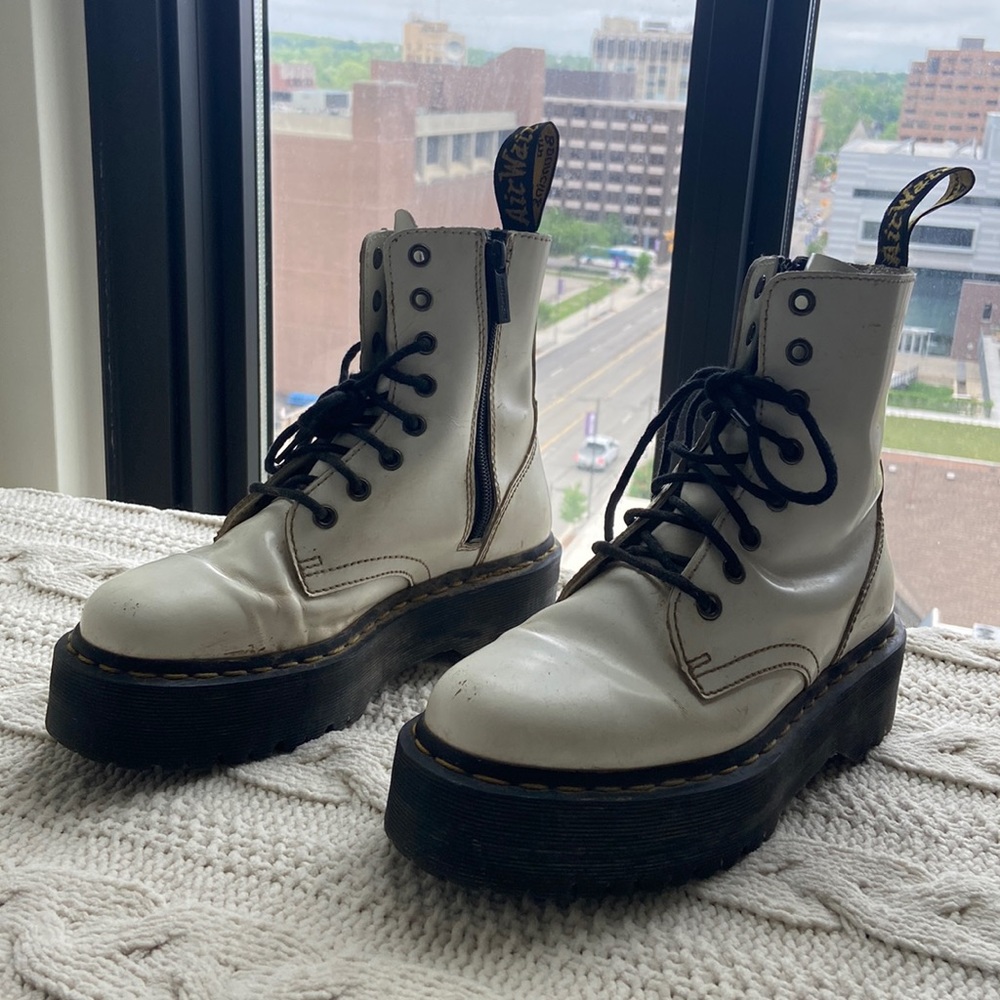 White Jadon Platform Zip Dr. Martens